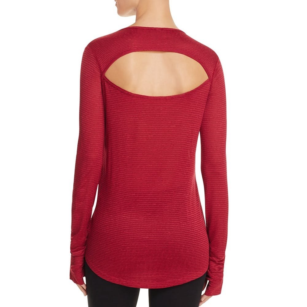 Onzie Hot Yoga Wave Long Sleeve Top 385 - Burgundy - rear view