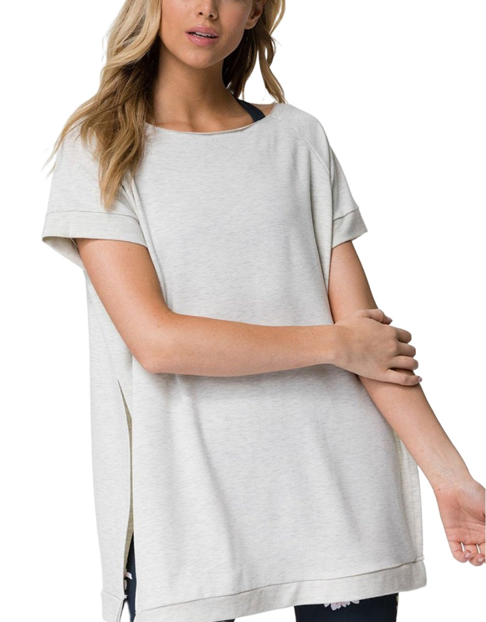 Onzie Flow Yoga Split Sweatshirt 3745 - Oatmeal - front view