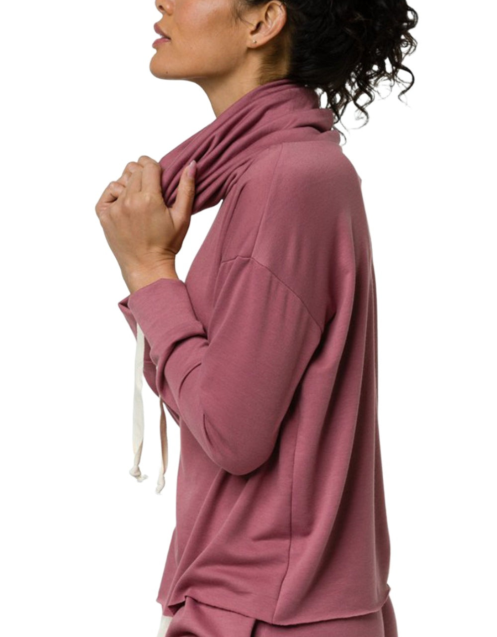 Onzie Yoga New Cowl Neck Top 3749 - Mauve - side view