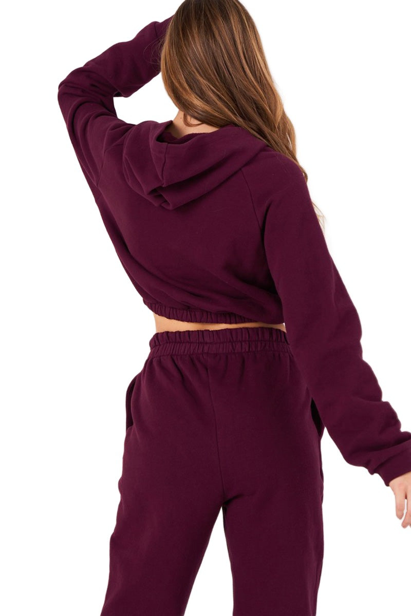 Onzie Flow Cinch Crop Hoodie 3816 - Fig - Back View