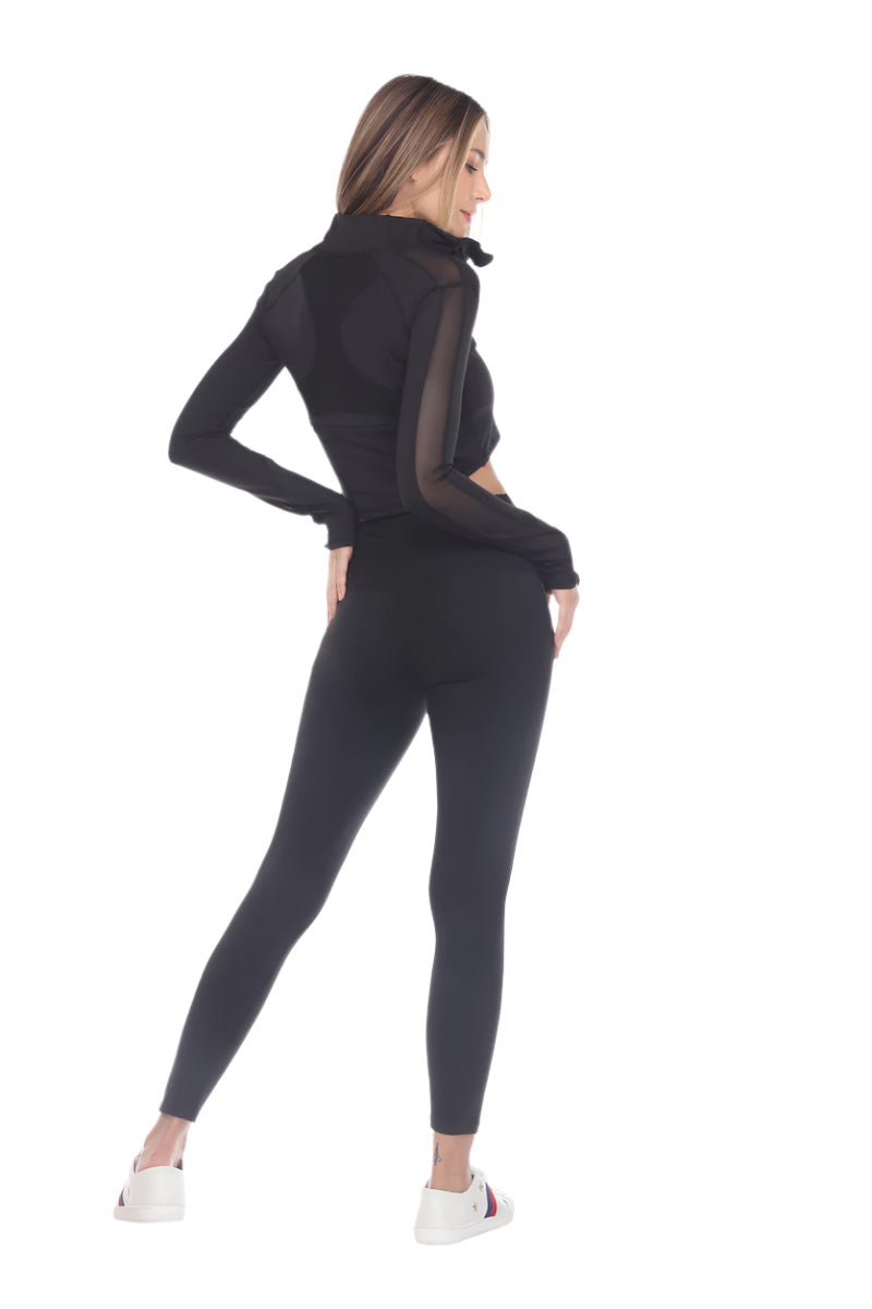 Fitwear Thumbs Up Crop Jacket - Black - Back Full View
