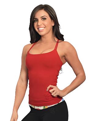 Equilibrium Activewear Solid Link Long Top LT113  - Red - front view