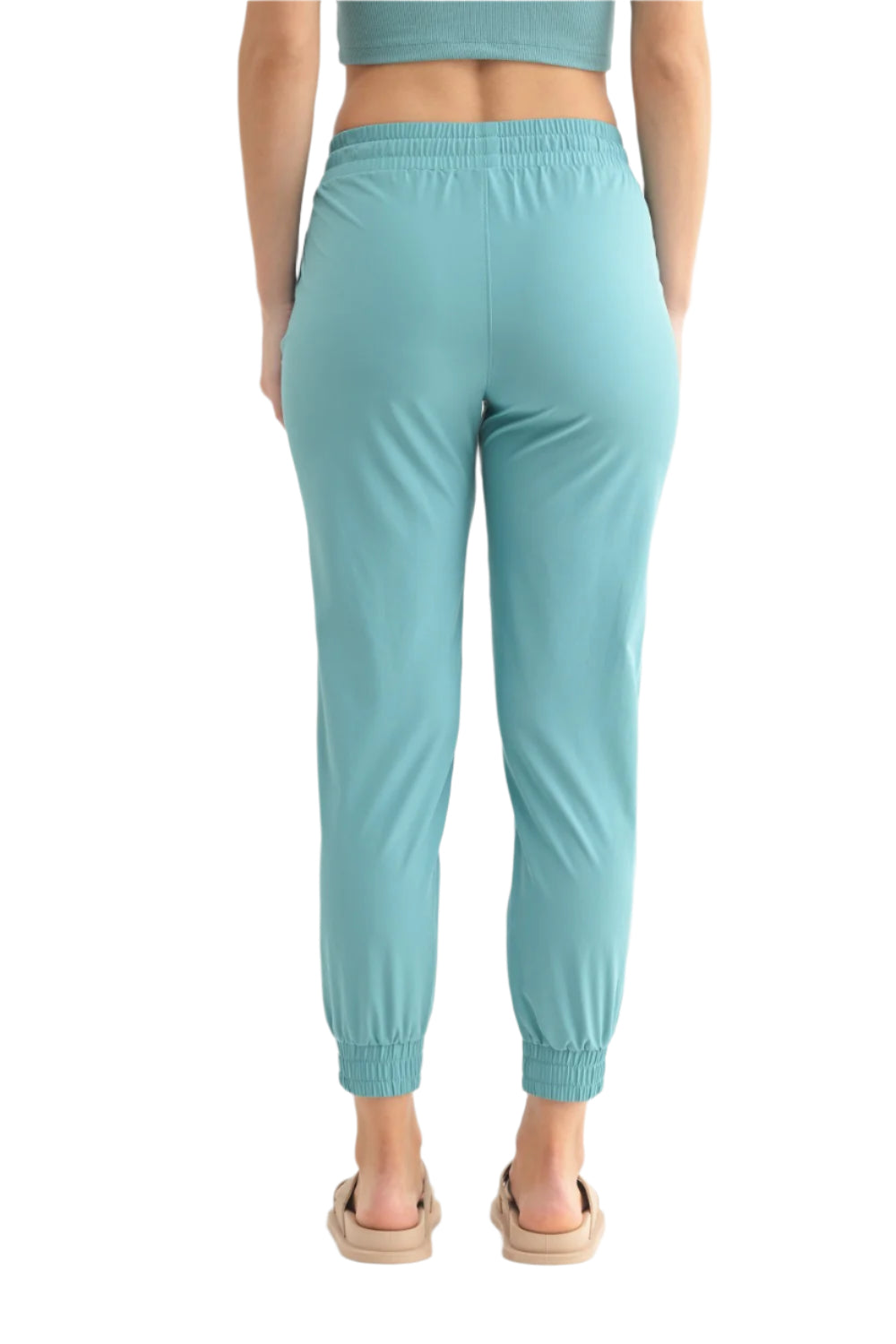 Mono B Essential Athleisure Joggers - Grey Teal - Back View