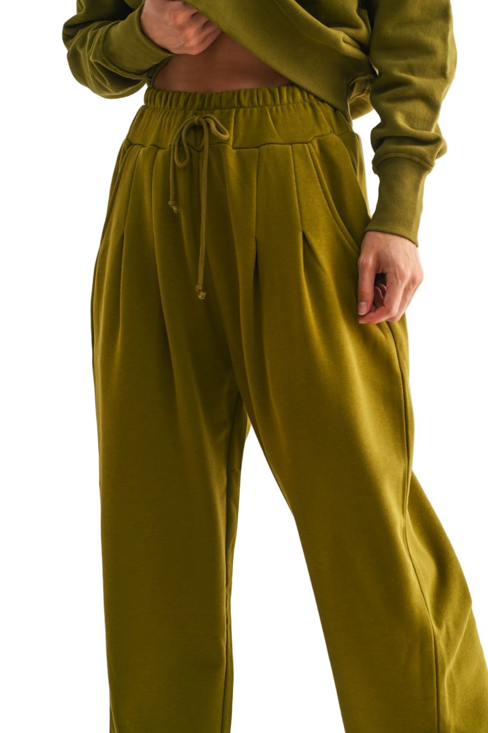 Mono B Dune Drift Wide Leg Loose Pants - Green Camo - Bottom Rear View