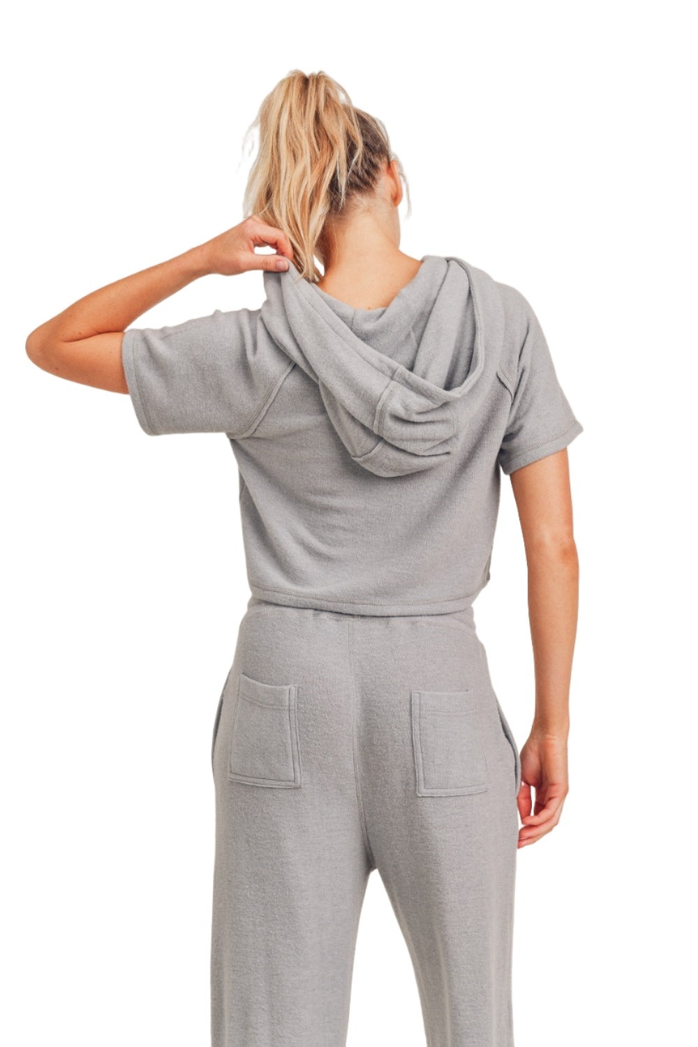 Mono B Cropped Top Hacci KTA0722 - Grey - Back View