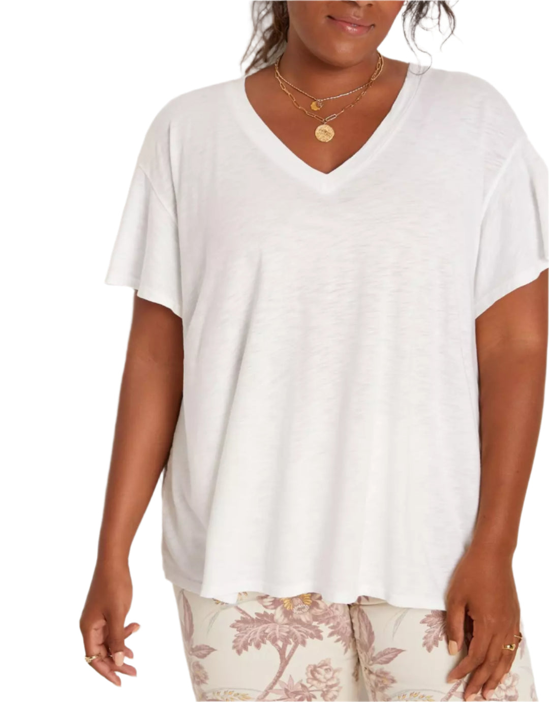 TLA V-Neck Crop Flutter Sleeve Tee and Petite - White - Front View