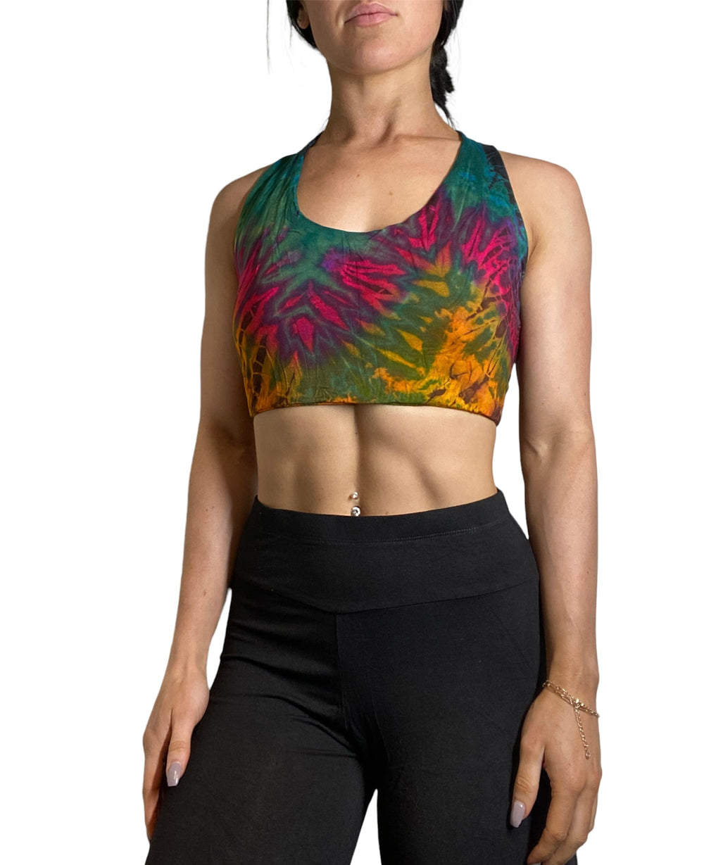 Kathmandu Tie Dye Cross Back Top - Green - Front View