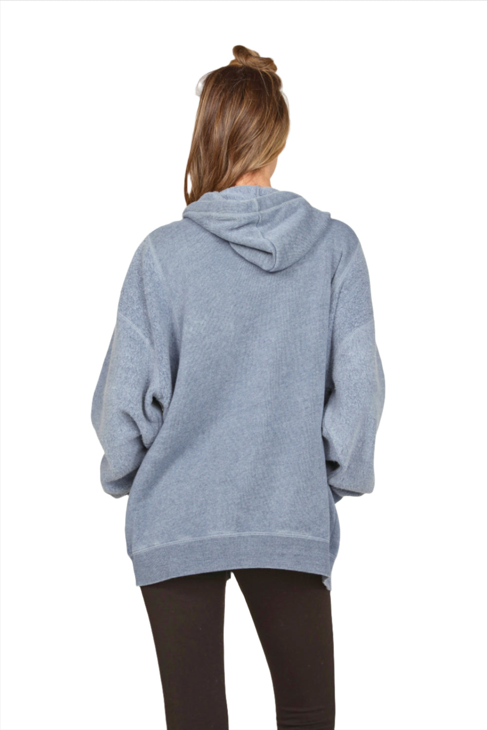 Vintage Havana Reverse Burnout Oversize Hoodie VH9685 - Mountain Blue - Back View